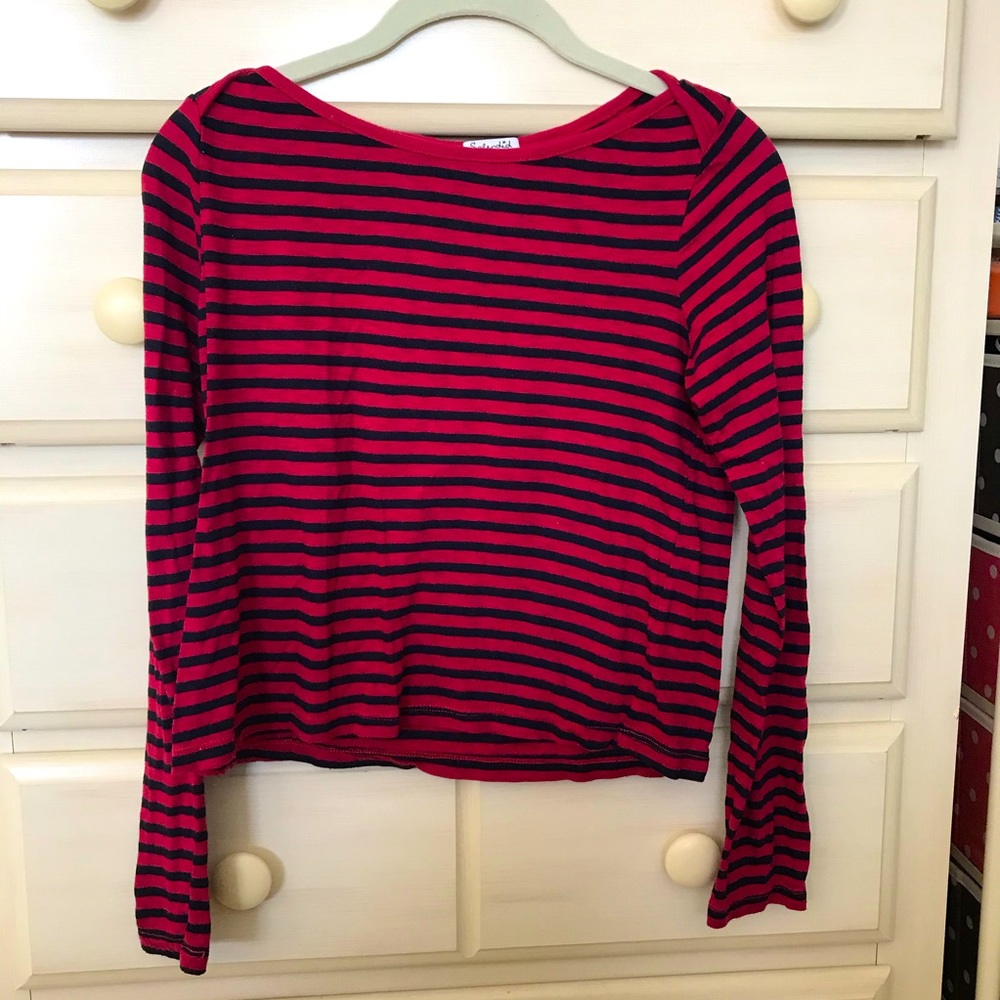 Splendid cropped striped long sleeve tee